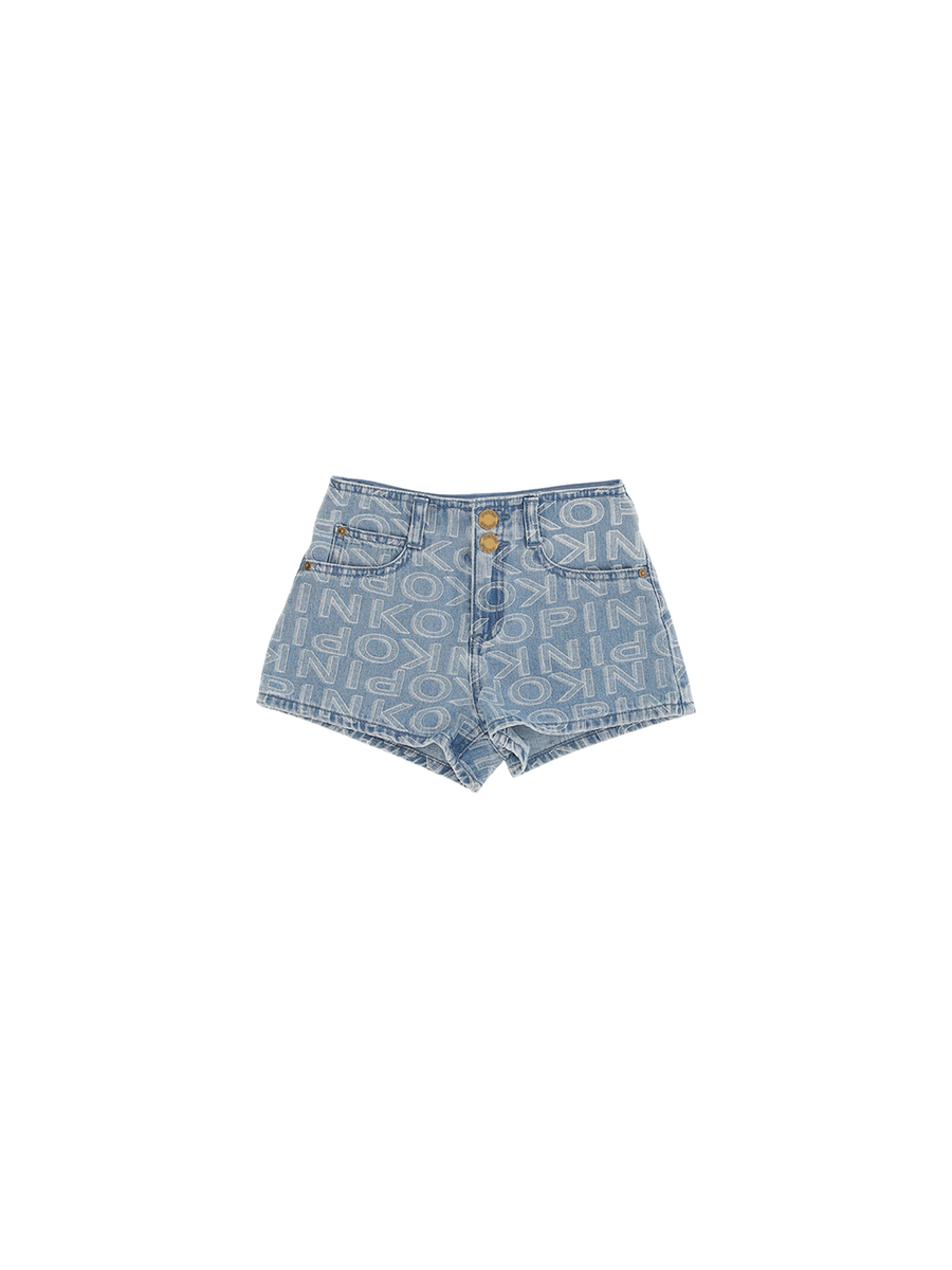 Shorts Pinko azzurri con stampa logo all over KFBE002 D711 Pinko 