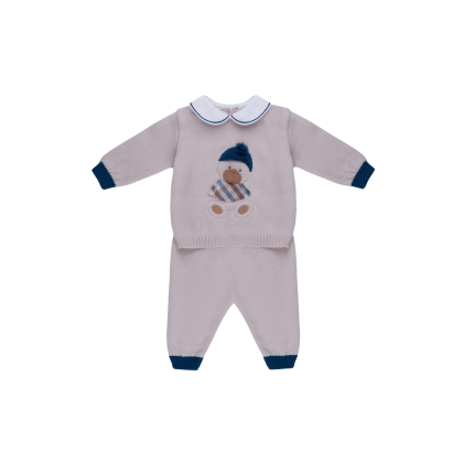 Completo tricot Marlù beige con inserti blu IN7150 CNB69 Marlù 