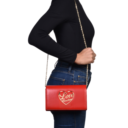 Borsa a tracolla Love Moschino rossa con cuore e logo dorato in rilievo JC4186PP1NLP 0500 Love Moschino 