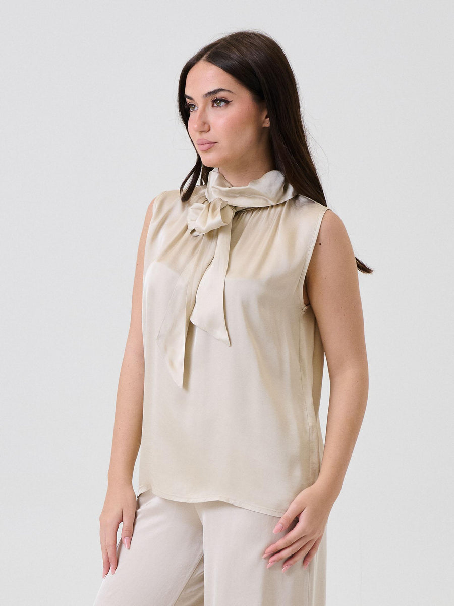 Top a collo alto Armoire beige con fusciacca F8718T05Q LAN Armoire 