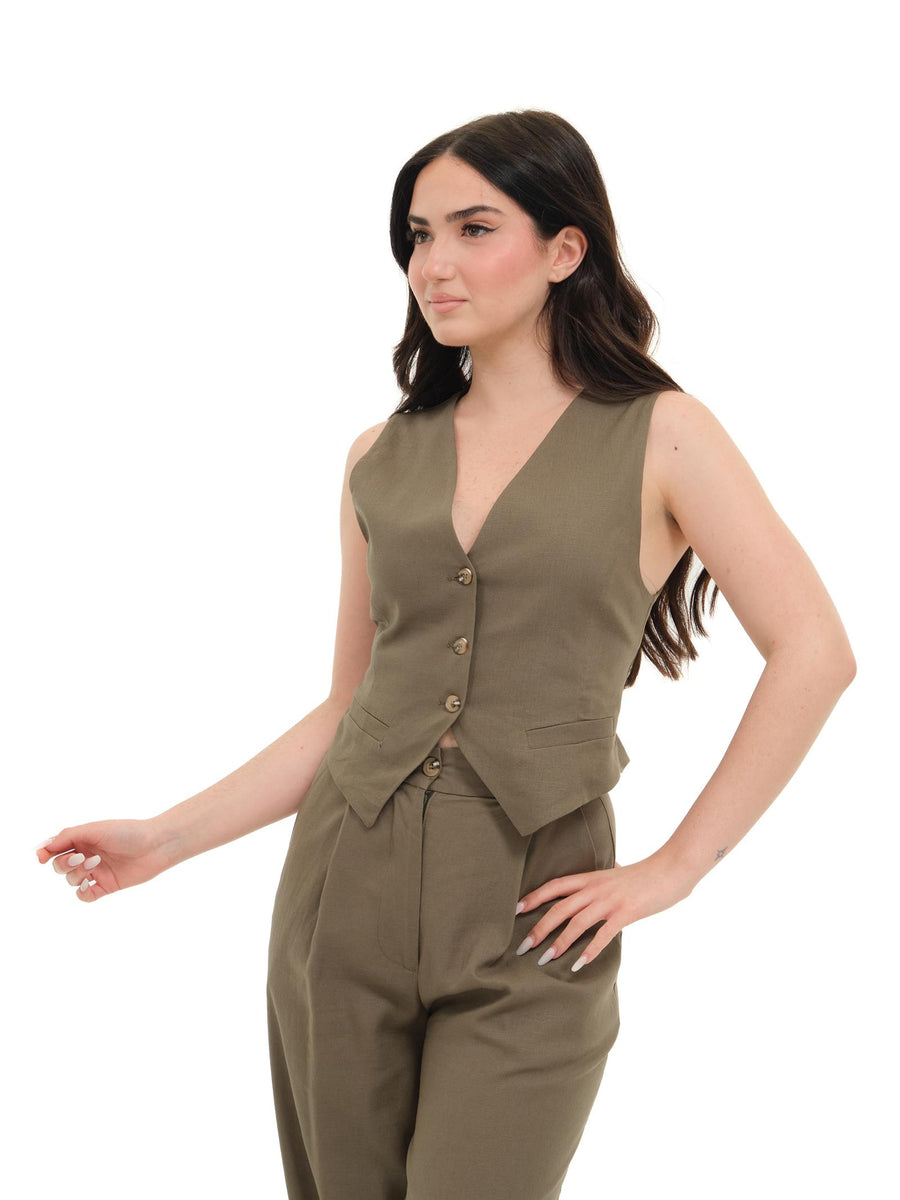 Gilet Armoire in misto lino verde militare GL01L MILITARE Armoire 