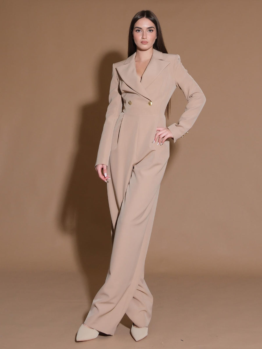 Tuta doppiopetto a palazzo cammello SD7001MUF BEI Silence Limited 