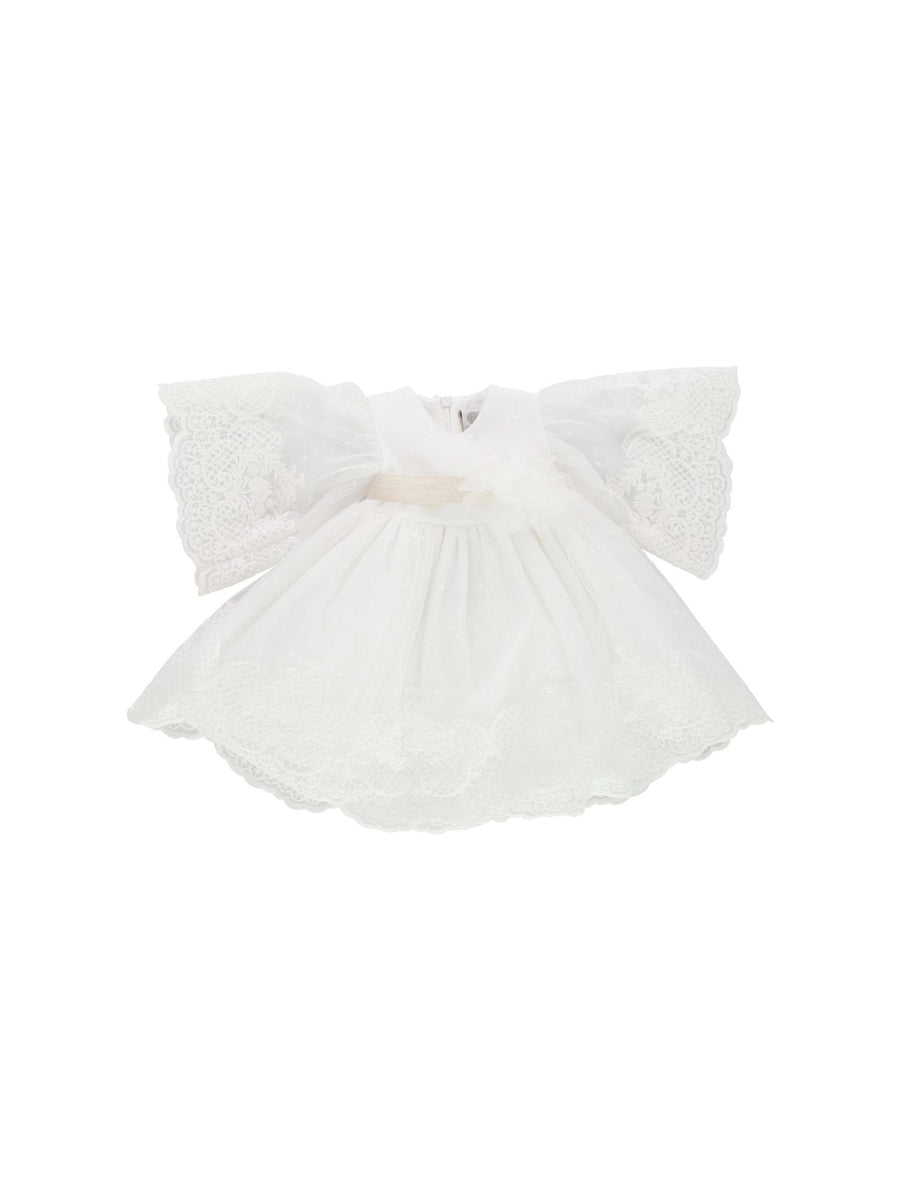 Abito battesimale manica lunga con ricami e tulle EN802ML C140 Marlù 