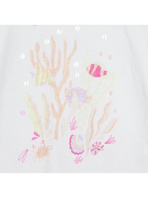 T-shirt bianca con stampa pesci e corallo Y30111 10P Carrement Beau 