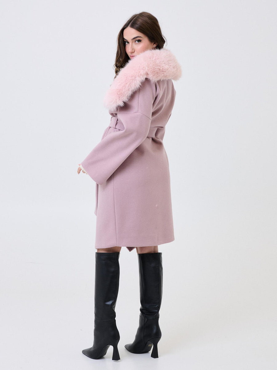 Cappotto Armoire rosa con rever in ecopelliccia EDWINA ROSA Armoire 