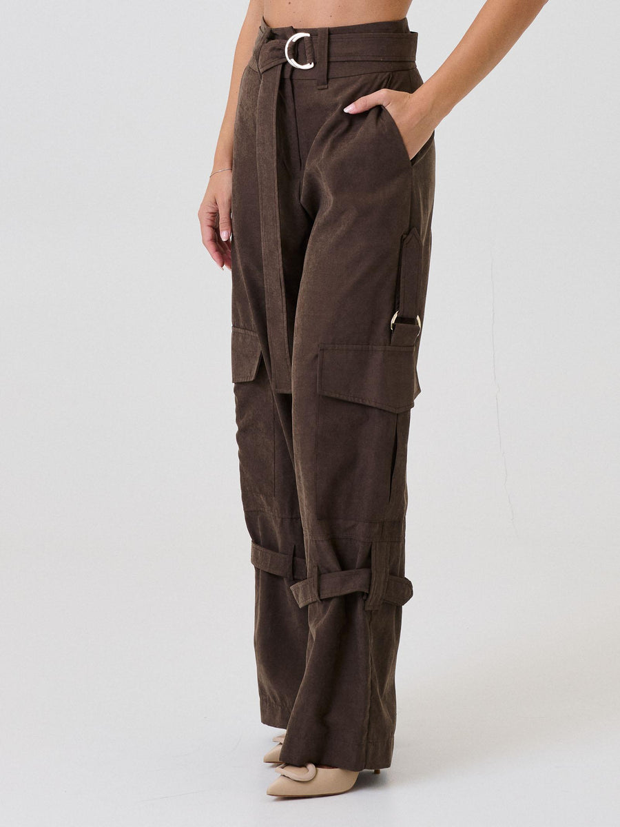 Pantalone cargo Bohemian Vì marrone con cinturino PA255 BROWN Bohemian V 