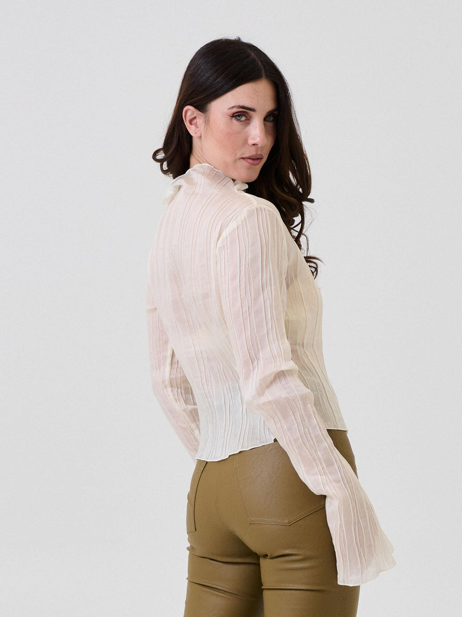 Blusa trasparente plissé Bohemian Vì crema MA284 CREAM Bohemian V 