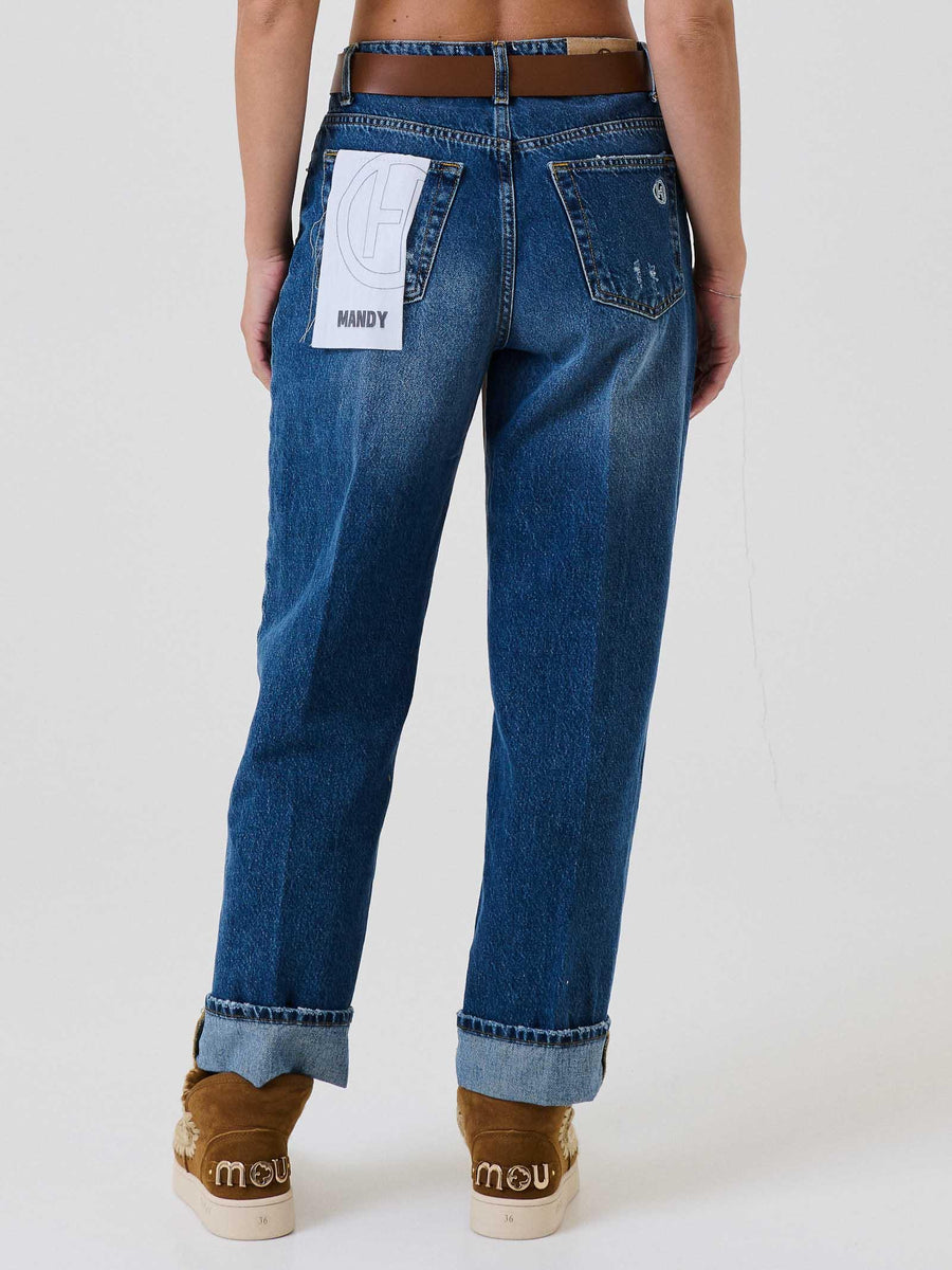 Jeans "Mendy" Haveone blu con cintura e risvolto PLSP015 DNM Haveone 