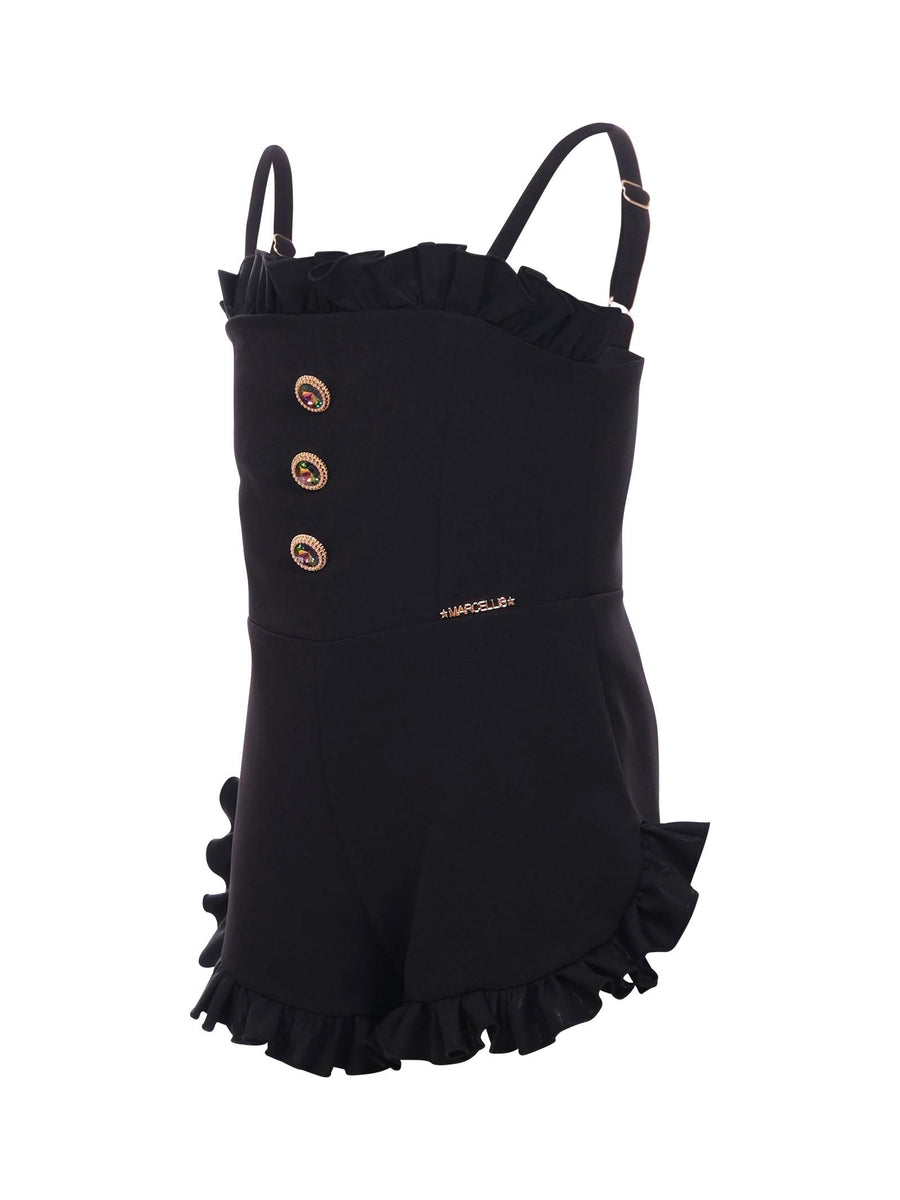 Tuta Marc Ellis nera con balze e bottoni gioiello JP01179 BLK Marc Ellis 