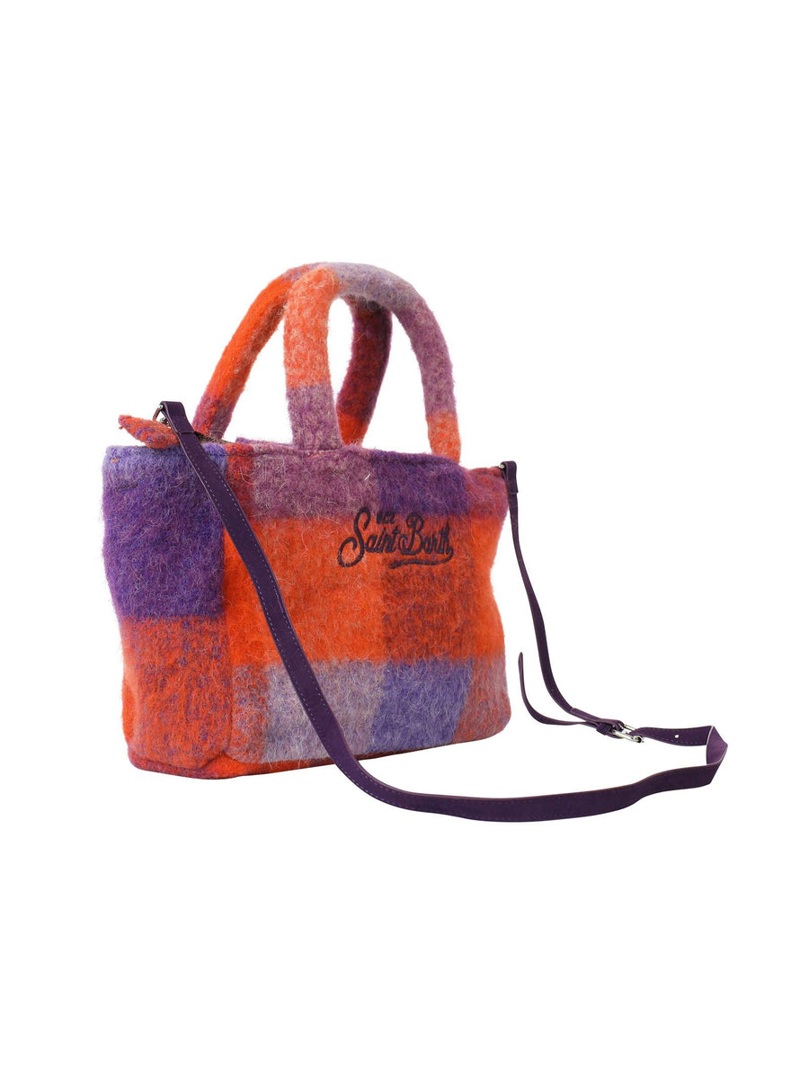 Borsa Clarine fantasia Check viola e arancione CLRI001 00542E MC2 SAINT BARTH 