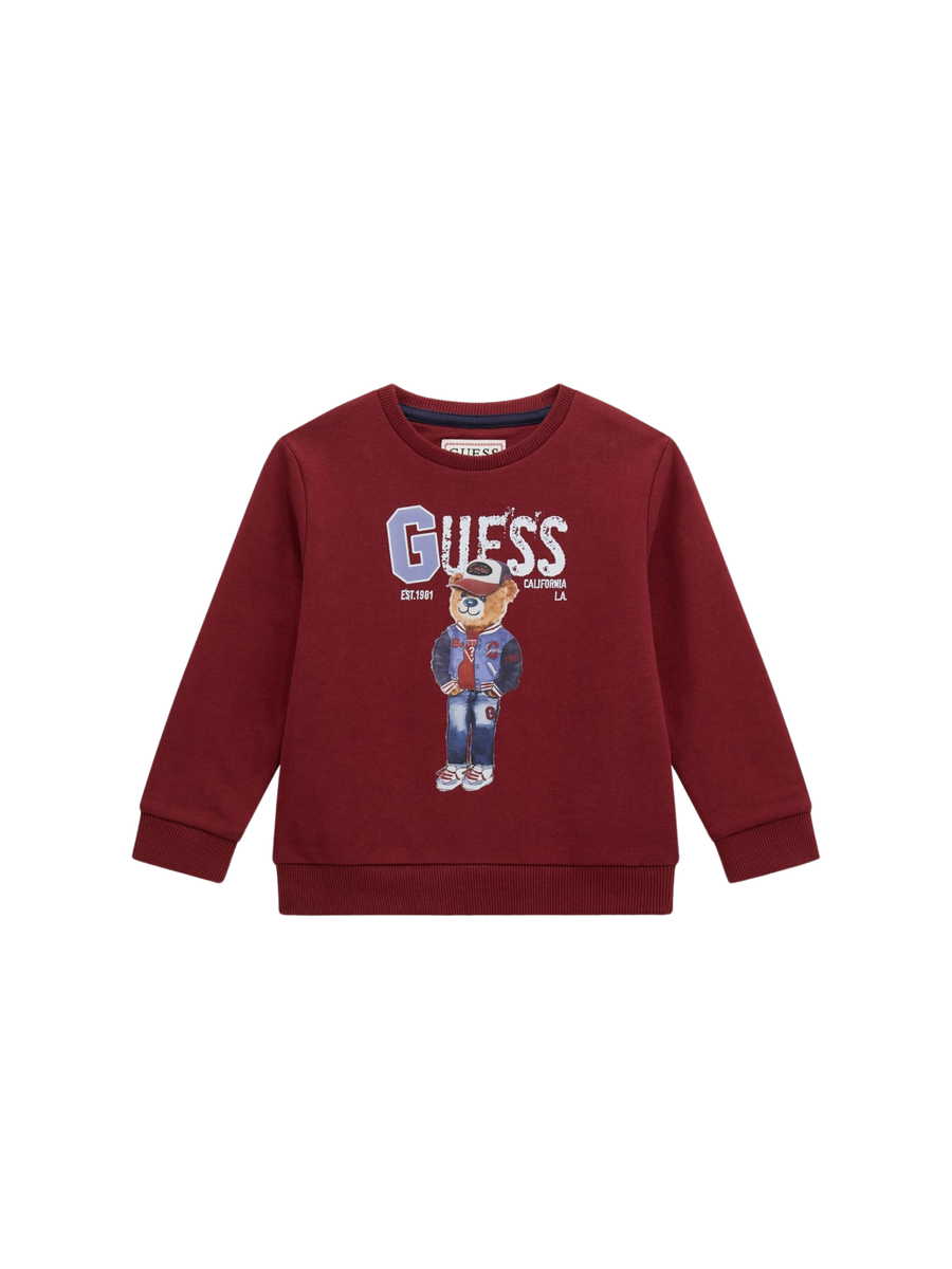 Felpa Guess bordeaux con orsetto stampato N5YQ05KAD74 G577 Guess 