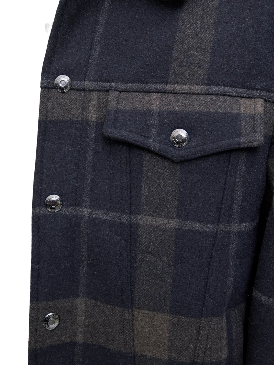 Giacca Jack & Jones blu check con interno in ecopelliccia 12281109 D Navy Jack & Jones 