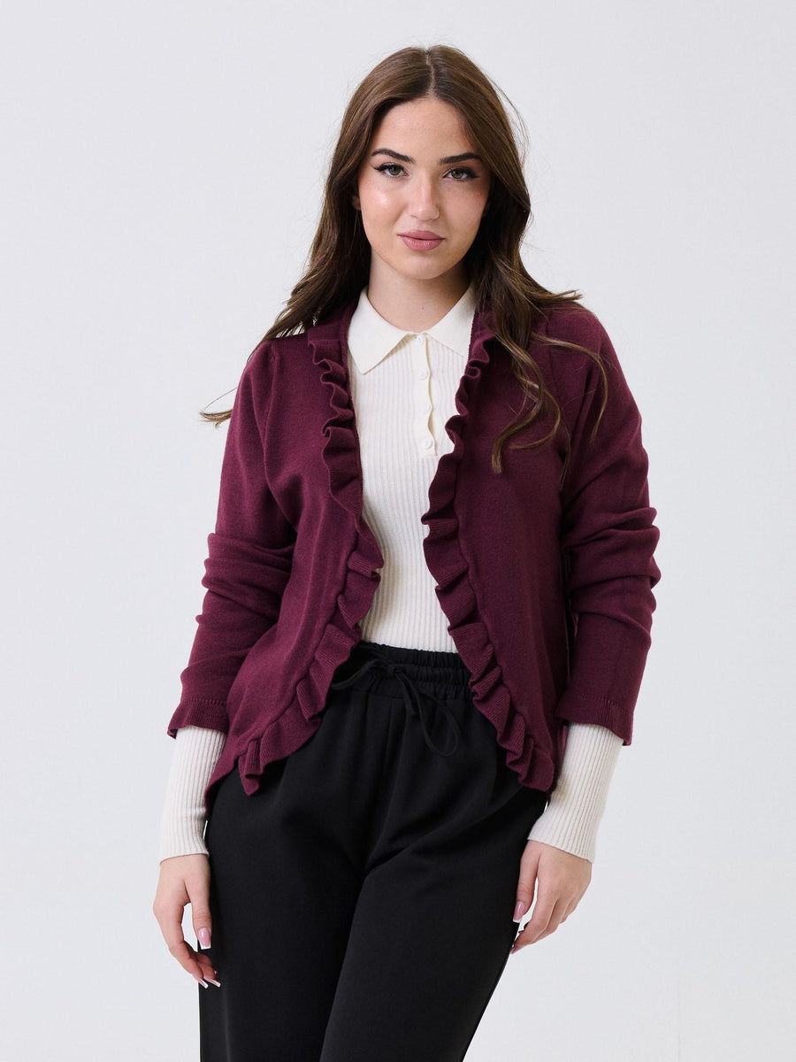 Cardigan Armoire bordeuax con arricciature ai bordi IT1598 MAROON Armoire 