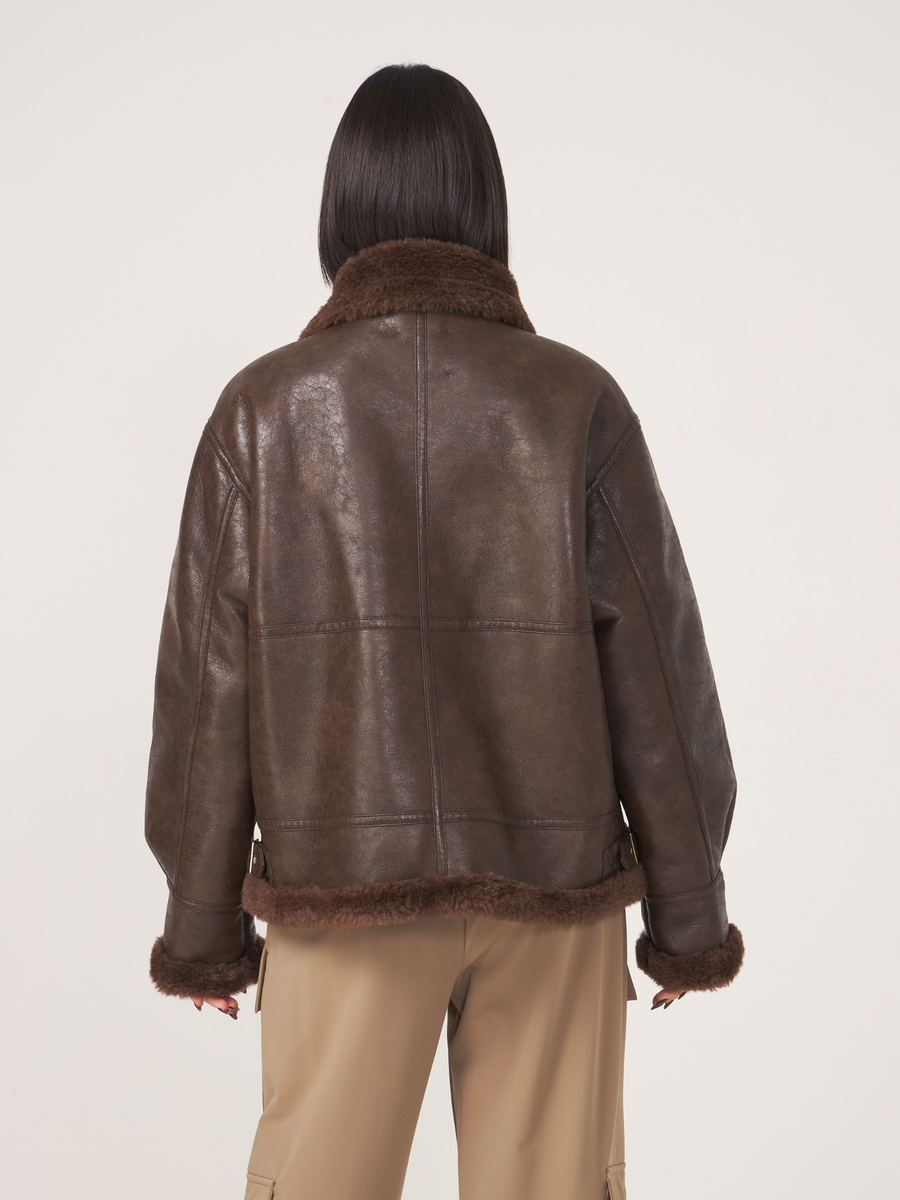 Giubbino Silence Limited marrone con dettagli in pelliccia GP25115042 BROWN Silence Limited 