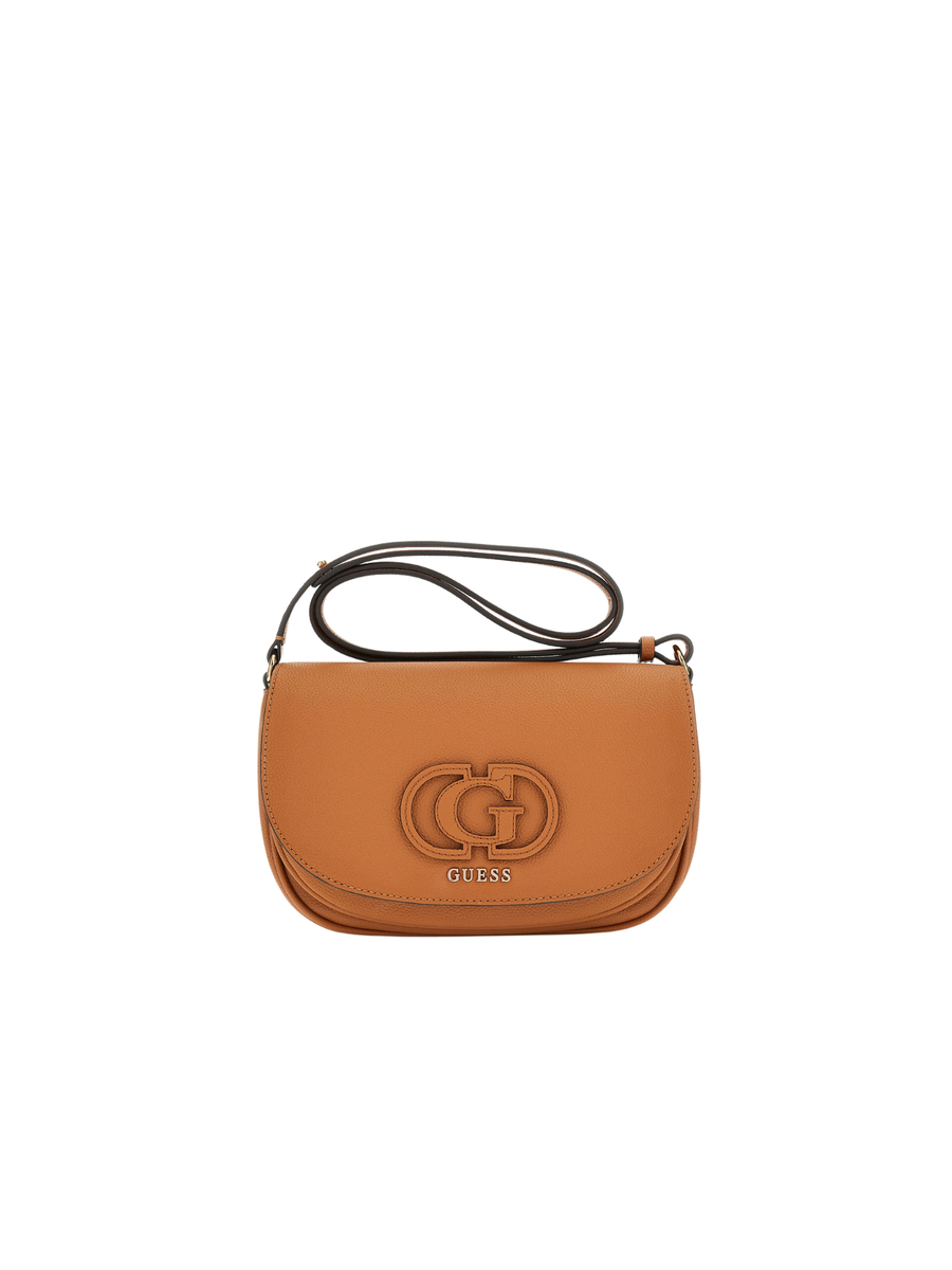Borsa a tracolla Guess cognac con logo in rilievo dorato HWBG9536210 COG Guess 