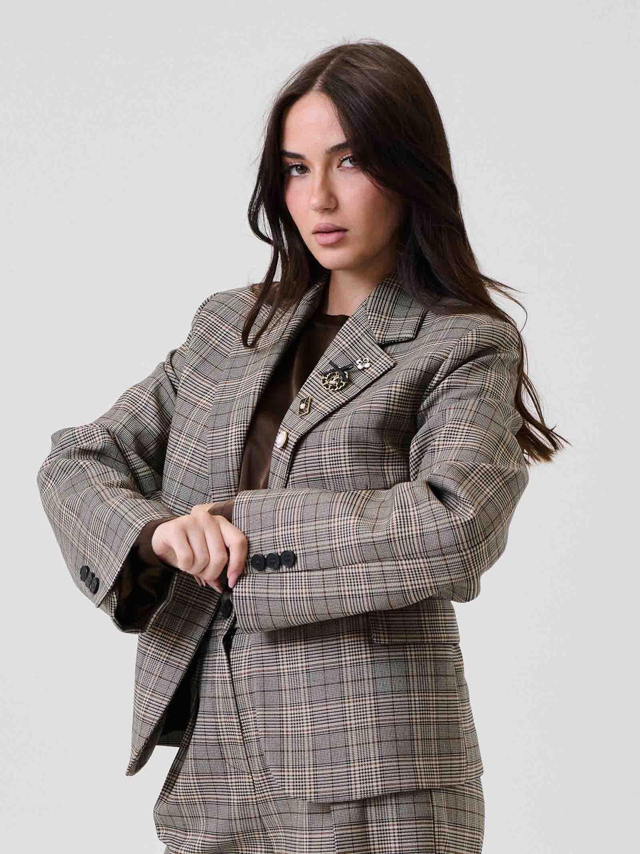 Blazer oversize Vicolo moro cropped a quadri TF1164 GRIGIO Vicolo 