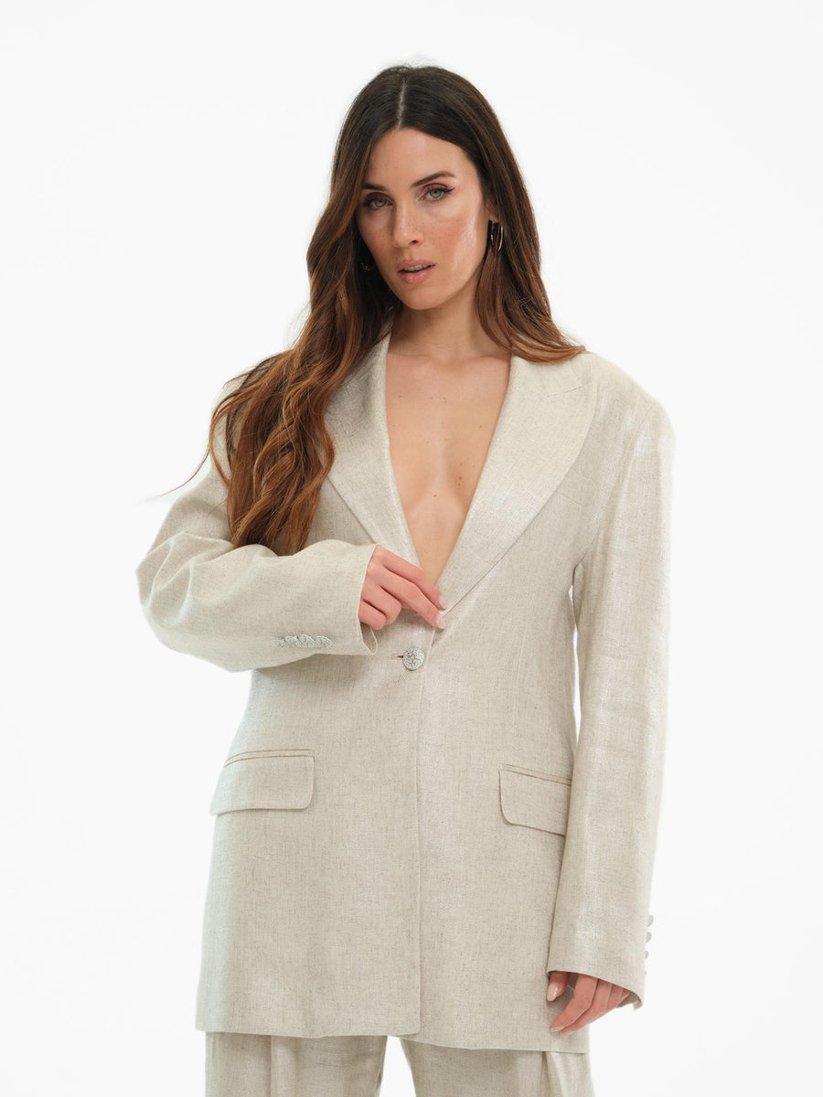 Giacca "over linum" Silence Limited sabbia con filo lurex GI596 UNI Silence Limited 