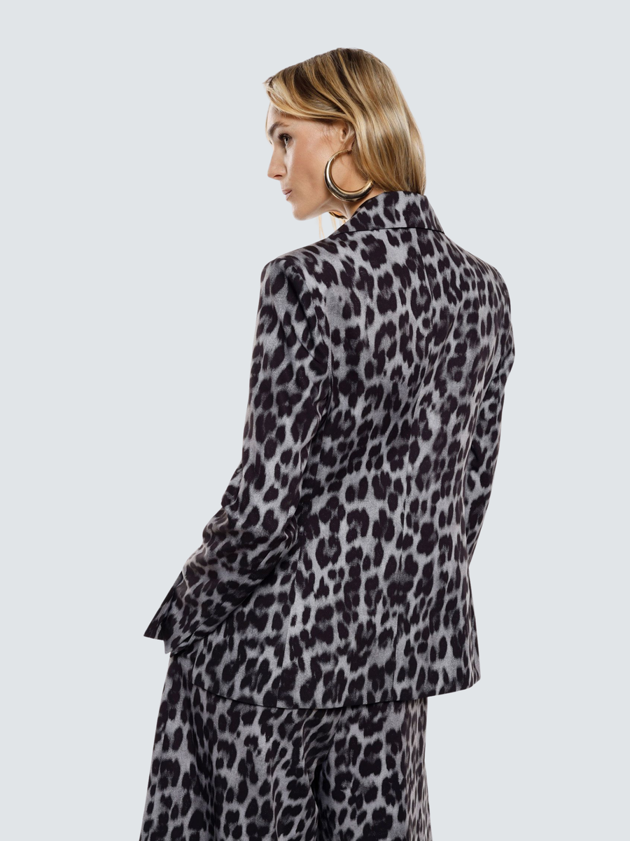 Blazer monopetto Imperial grigio e nero con stampa animalier JAO6KSL GRIGIO Imperial 