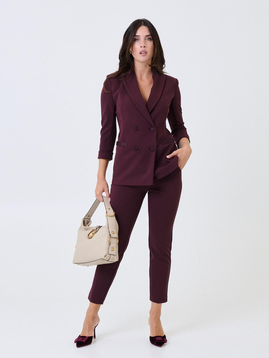 Pantalone slim Imperial prugna con fascia in raso in vita PVN2KAW PRUGNA Imperial 