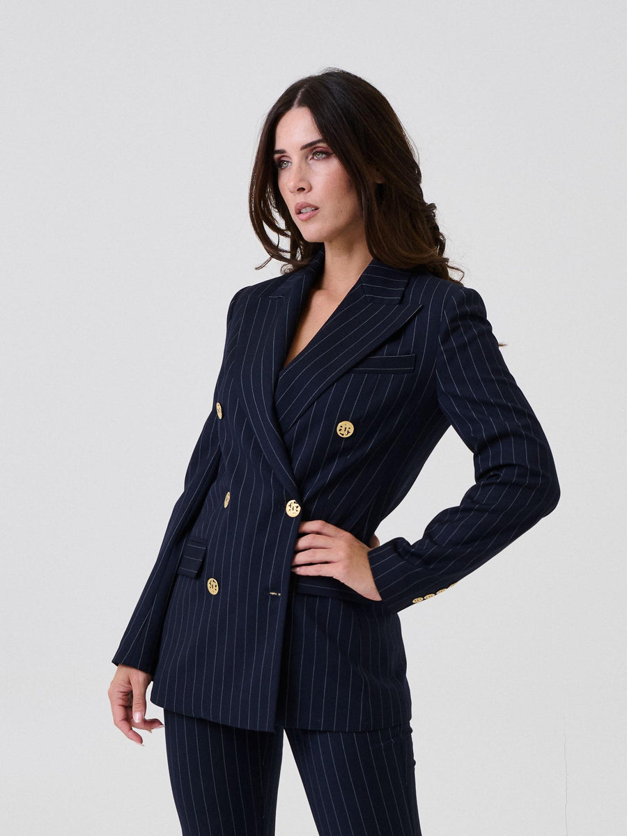 Giacca doppiopetto Silence Limited blu navy a righe SD5065 NAVY Silence Limited 