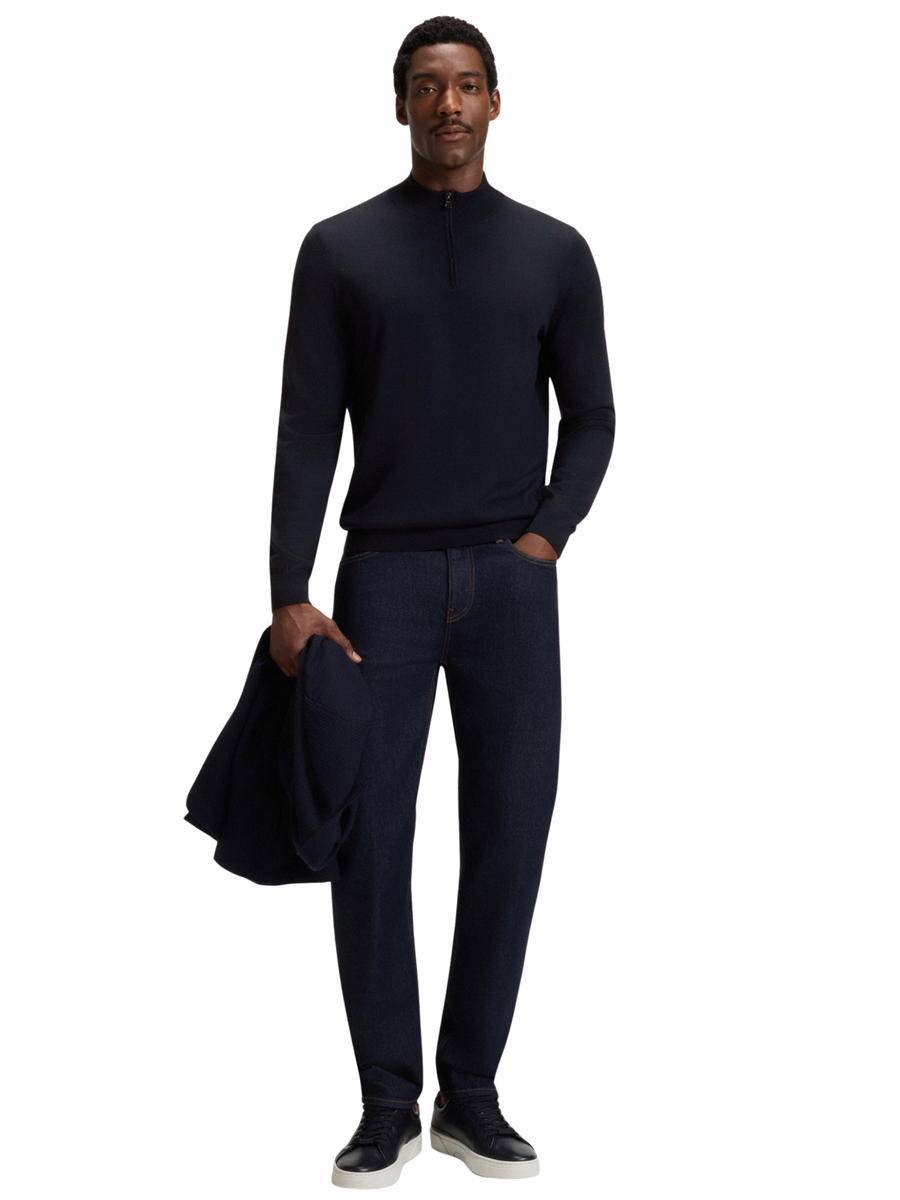 Maglia Boss blu navy a collo alto con zip 50528300 404 Boss 