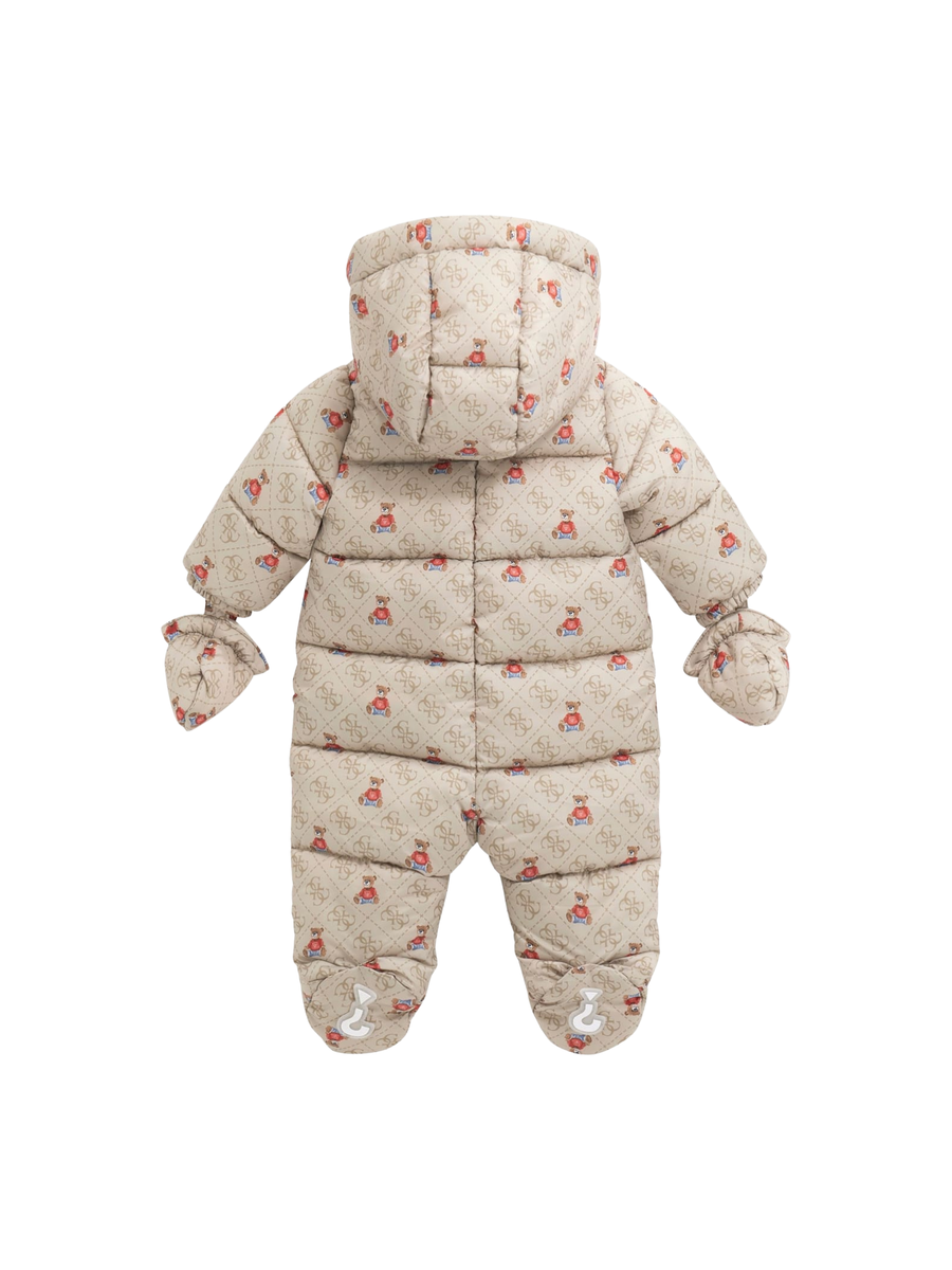 Tuta imbottita Guess beige con stampa logo all over con orsacchiotto H5BW00WCFM0 P1LT Guess 