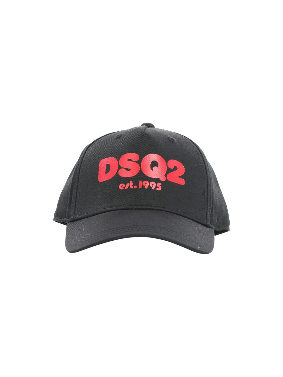 Cappello nero con visiera e logo DQ2115 DQ900 Dsquared 