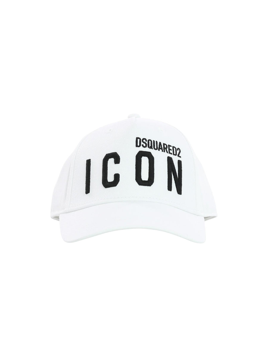 Cappello bianco con visiera e logo Icon nero DQ04IB DQ100 Dsquared 