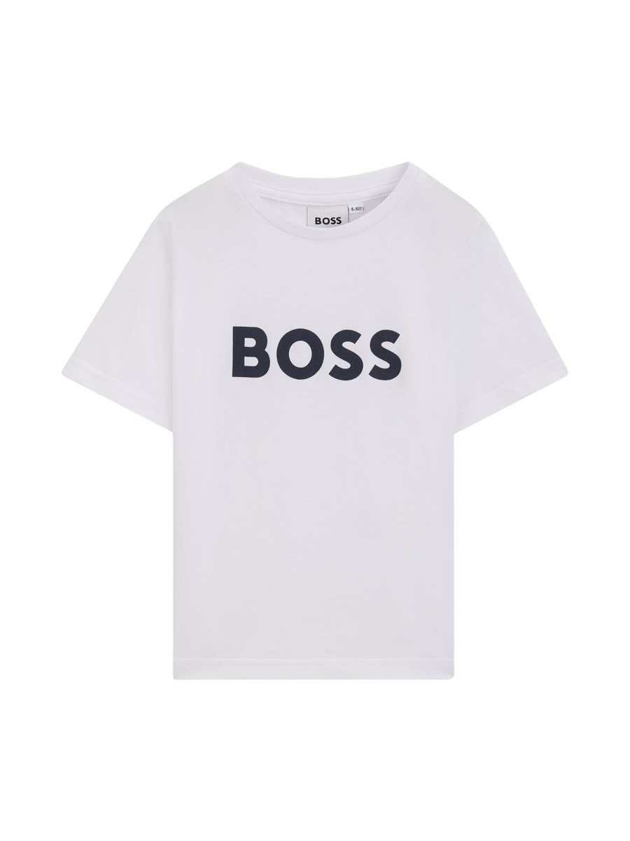 T-shirt Boss bianca con logo a contrasto J25P24 10P Boss 