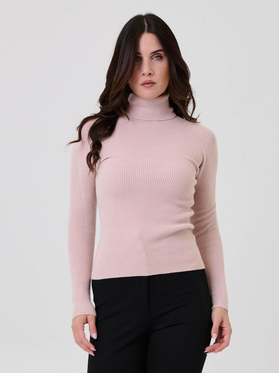 Maglione a collo alto Armoire rosa a costine 683 ROSA Armoire 