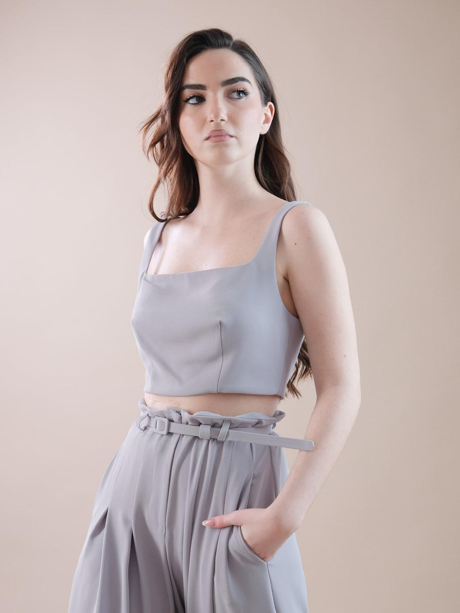 Crop top cemento con scollo quadrato e spalline RFW8HLD CEMENTO Imperial 