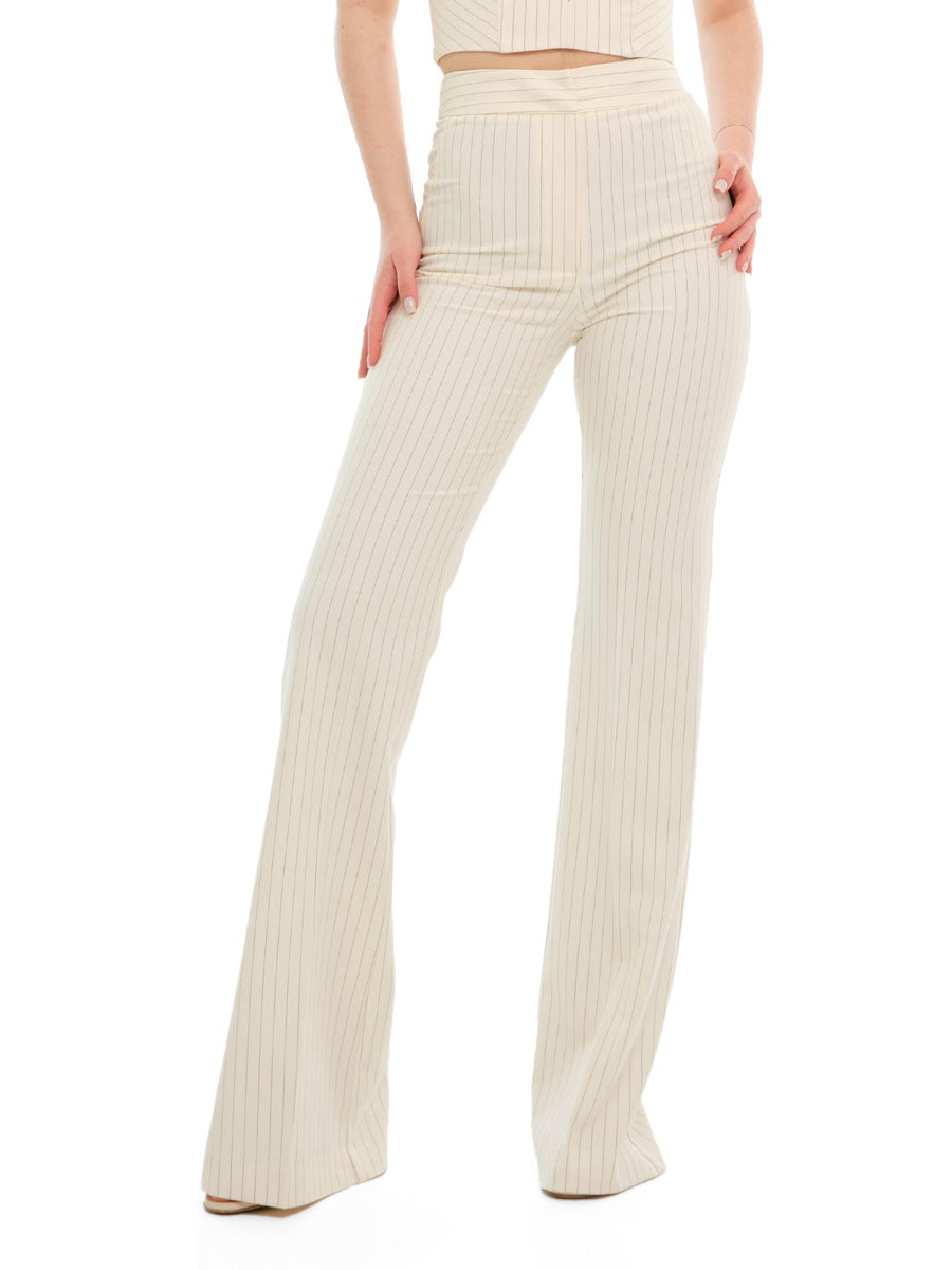 Pantalone "stripe" Silence Limited avorio con righe gessate PA293 CREAM Silence Limited 