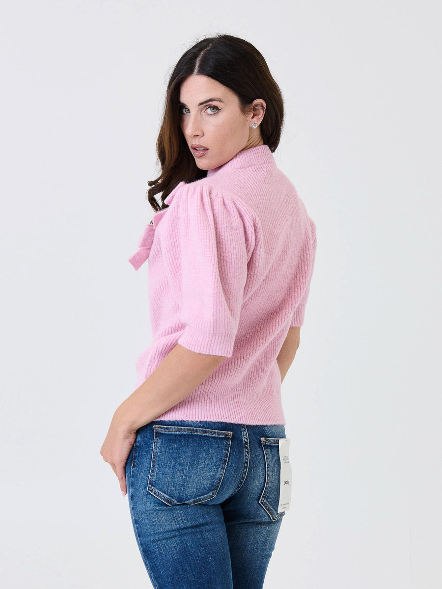 Maglione a mezze maniche a palloncino Kontatto rosa con fiocco 3M0931C PINK kontatto 