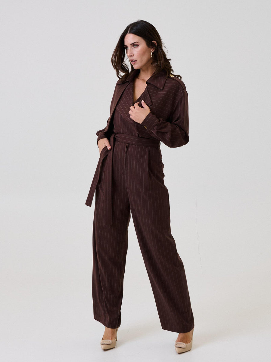 Jumpsuit "Stripe" Silence Limited marrone a righe TUT664 BROWN Silence Limited 