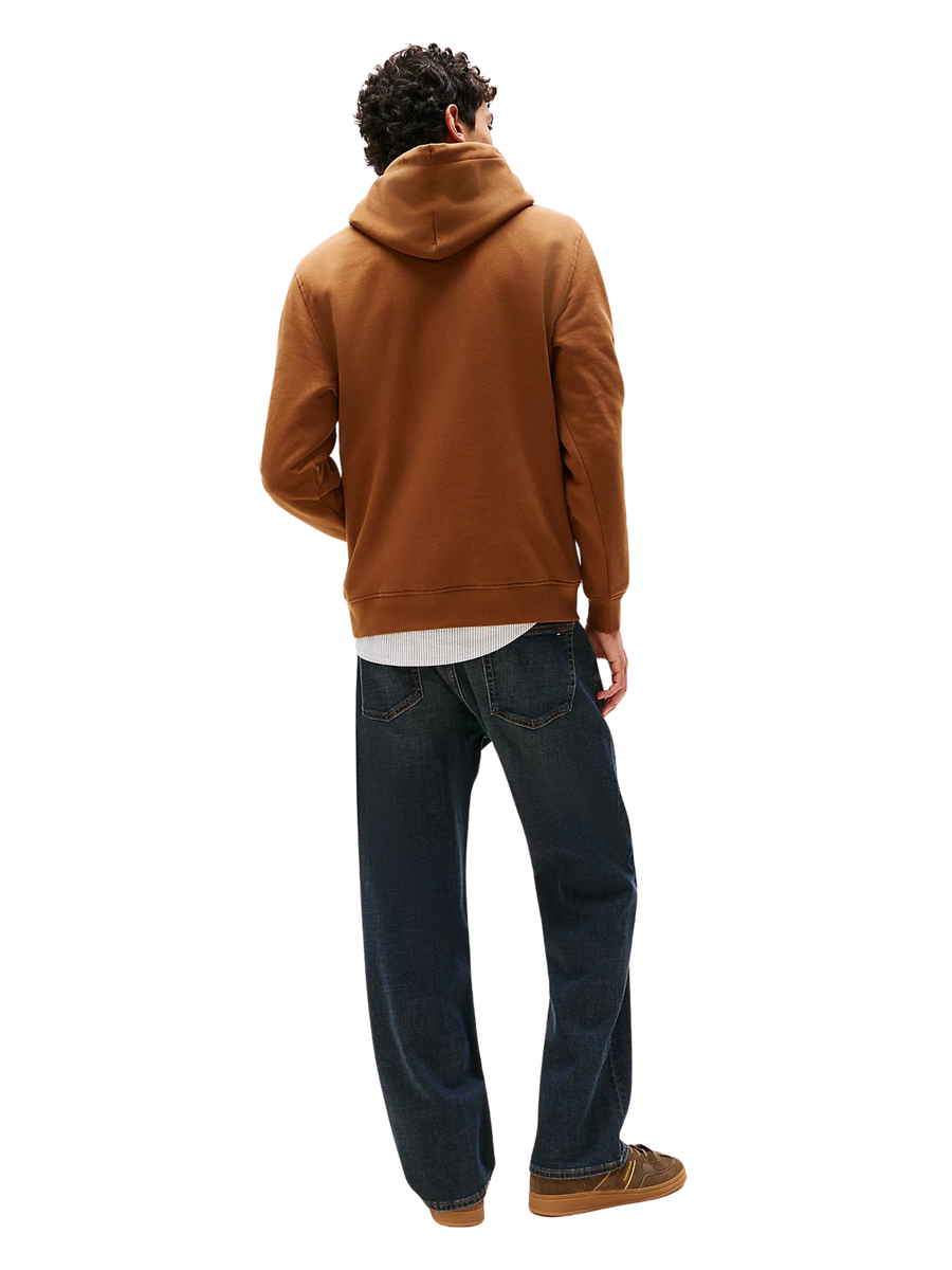 Felpa con cappuccio  Tommy Hilfiger marrone logo lineare ricamato DM0DM20746 GVP Tommy Hilfiger 