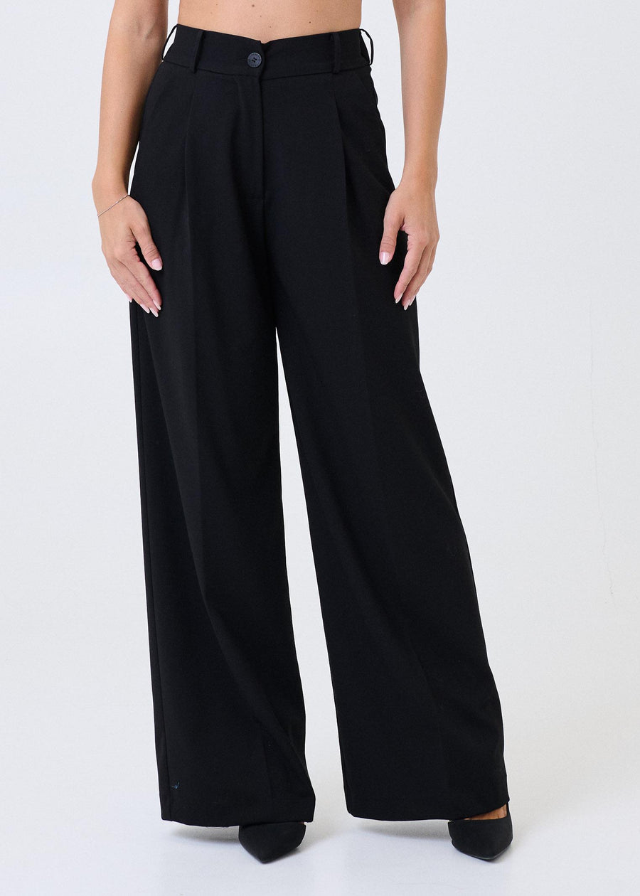 Pantalone a vita alta Haveone nero con pinces PGEP067 NERO Haveone 