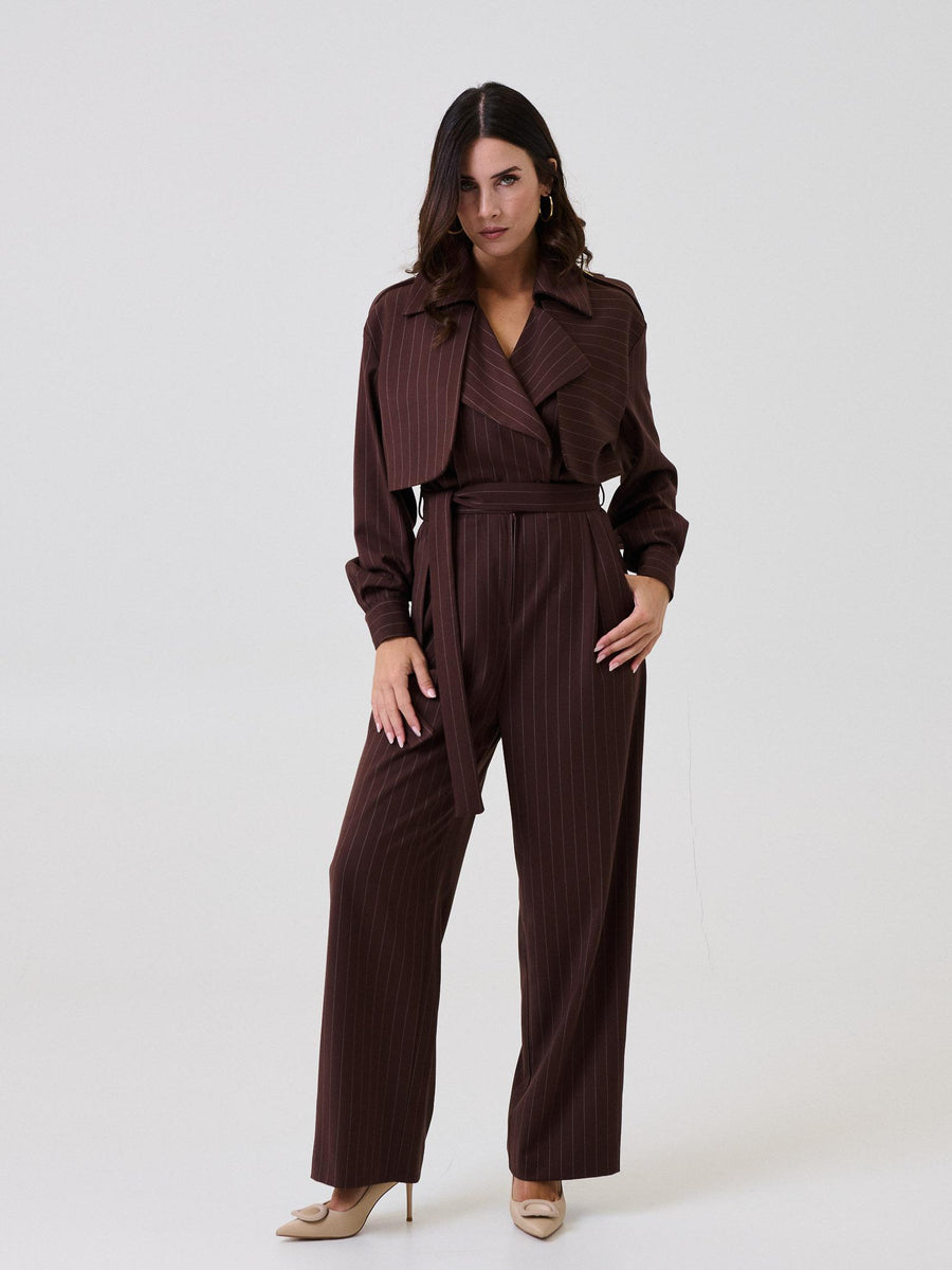 Jumpsuit "Stripe" Silence Limited marrone a righe TUT664 BROWN Silence Limited 
