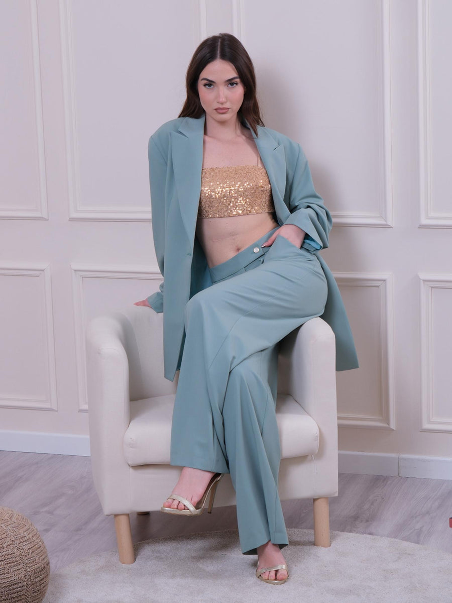 Pantaloni modello palazzo verde salvia PA98 VERDE Bohemian V 