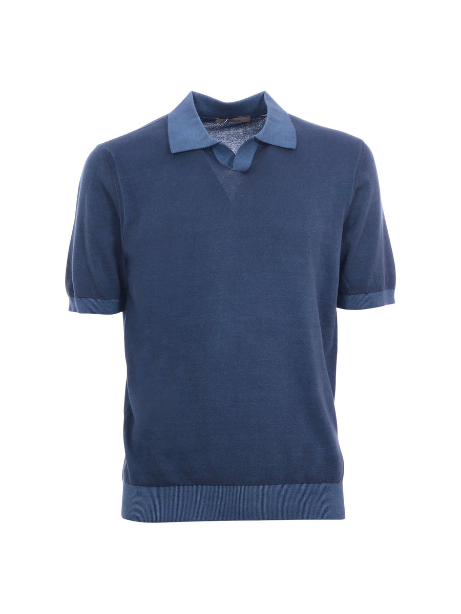 Polo Portofino blu con colletto a contrasto M7304 680 Portofino 