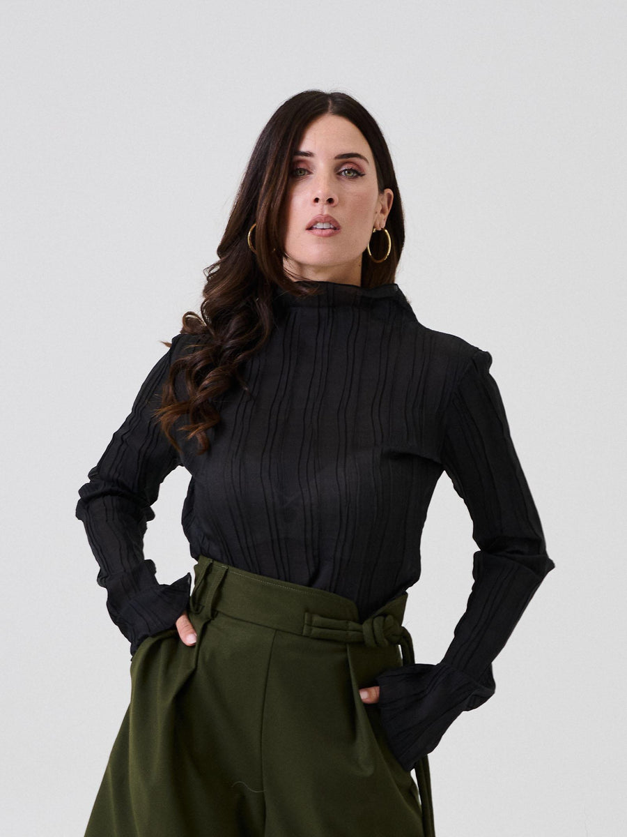 Blusa trasparente plissé Bohemian Vì nera MA284 BLACK Bohemian V 