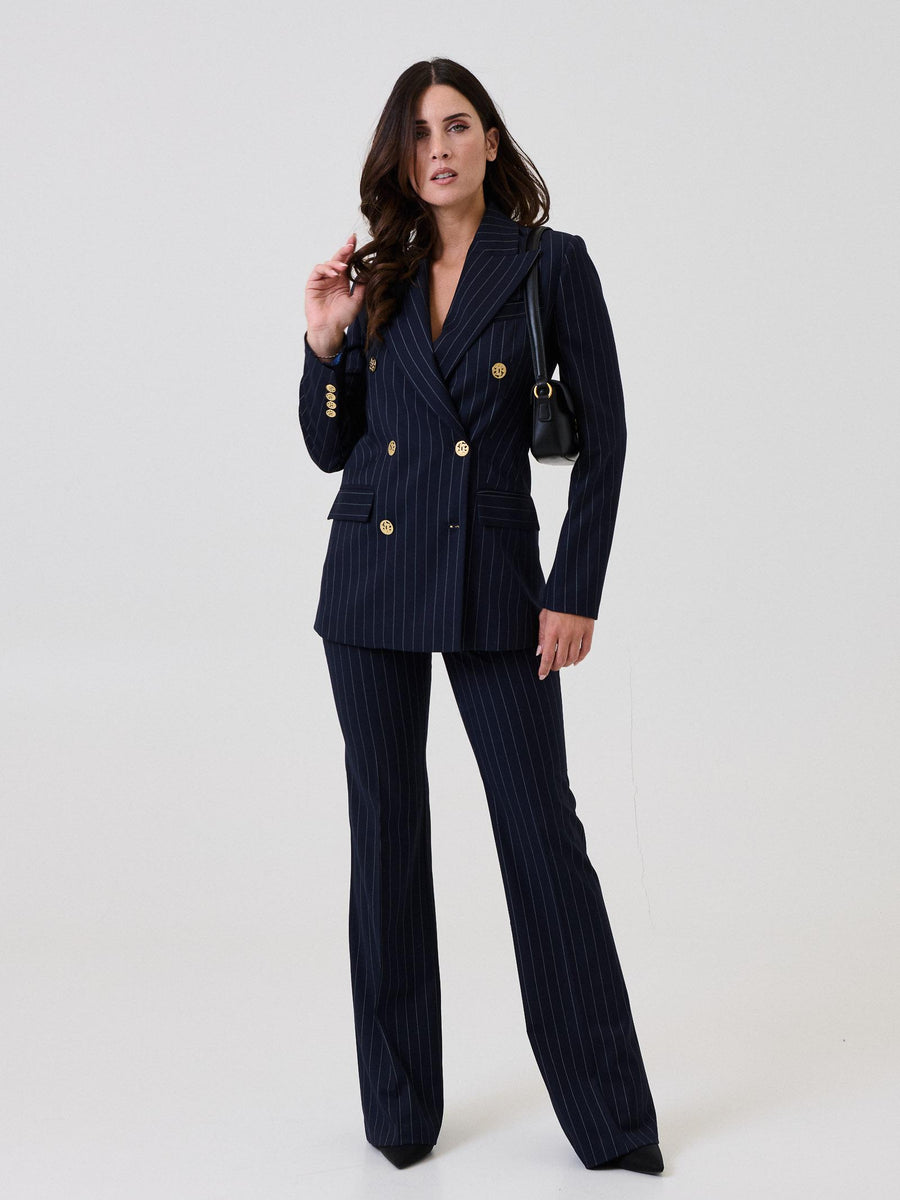 Pantalone flare Silence Limited blu navy a righe NP2003G NAVY Silence Limited 