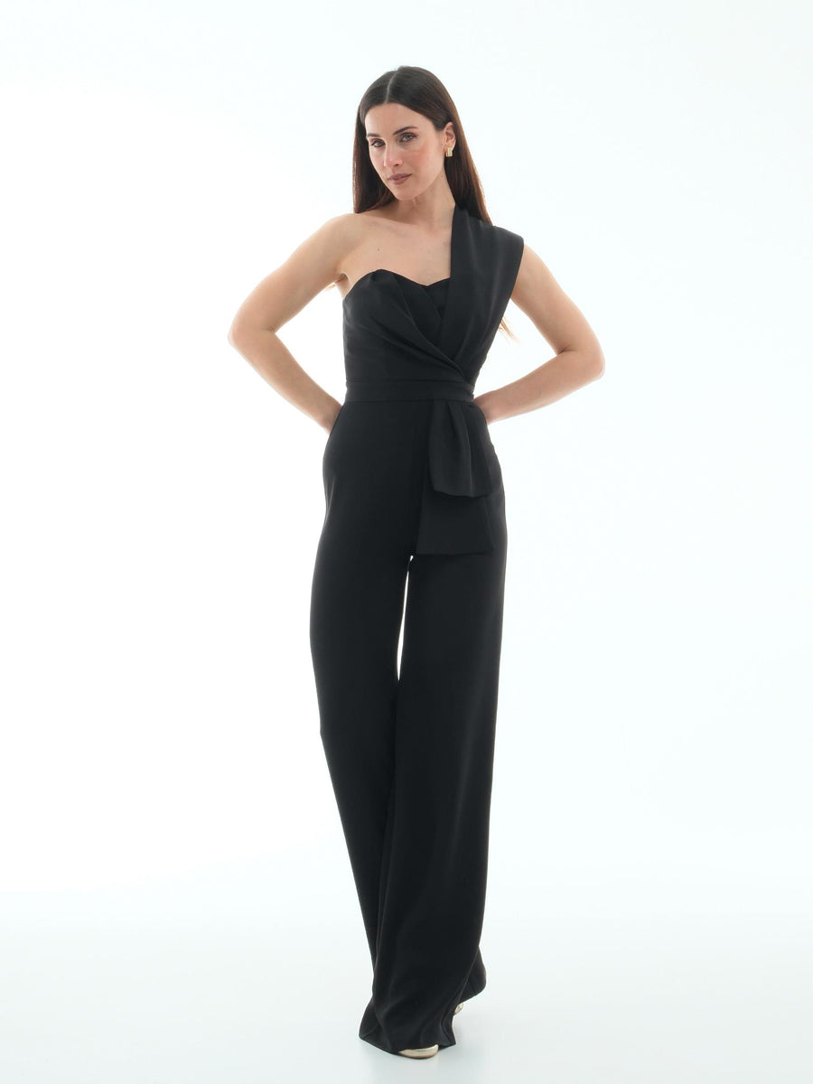 Tuta monospalla Silence Limited nera con dettaglio drappeggio TUF9 BLACK Silence Limited 