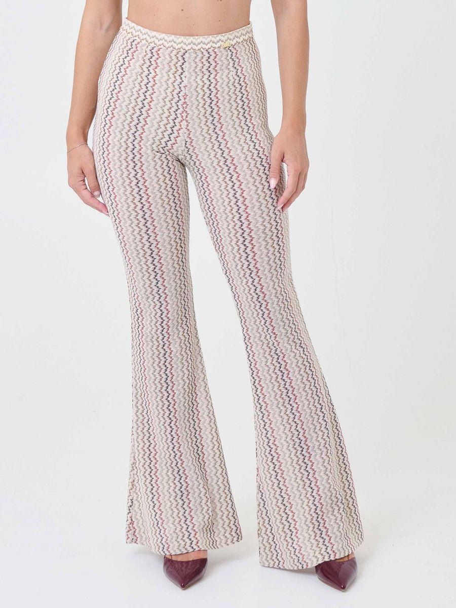 Pantalone a zampa Pho Firenze multicolor con motivo a zig zag 5424008 SPICES PHO FIRENZE 