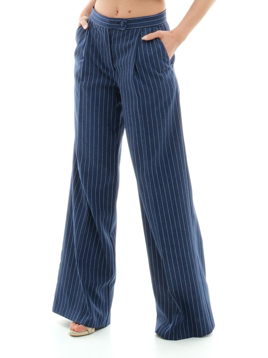 Pantalone a palazzo Bohemian Vì blu con pinces PA148 BLUE Bohemian V 