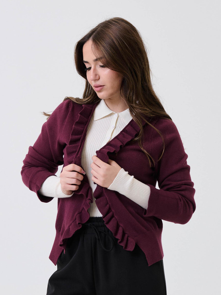 Cardigan Armoire bordeuax con arricciature ai bordi IT1598 MAROON Armoire 