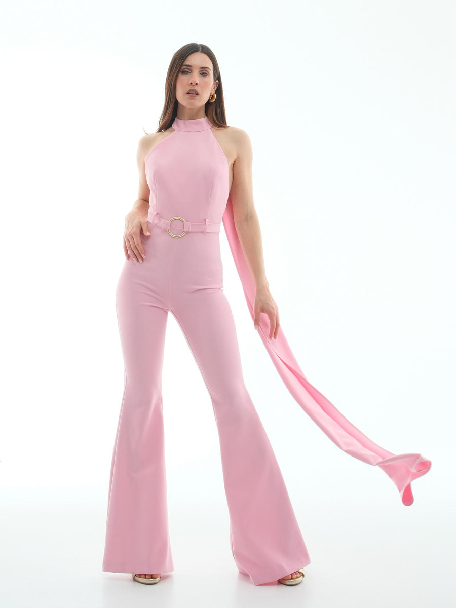 Jumpsuit Silence Limited rosa con cintura oro ad anello TU646 PINK Silence Limited 