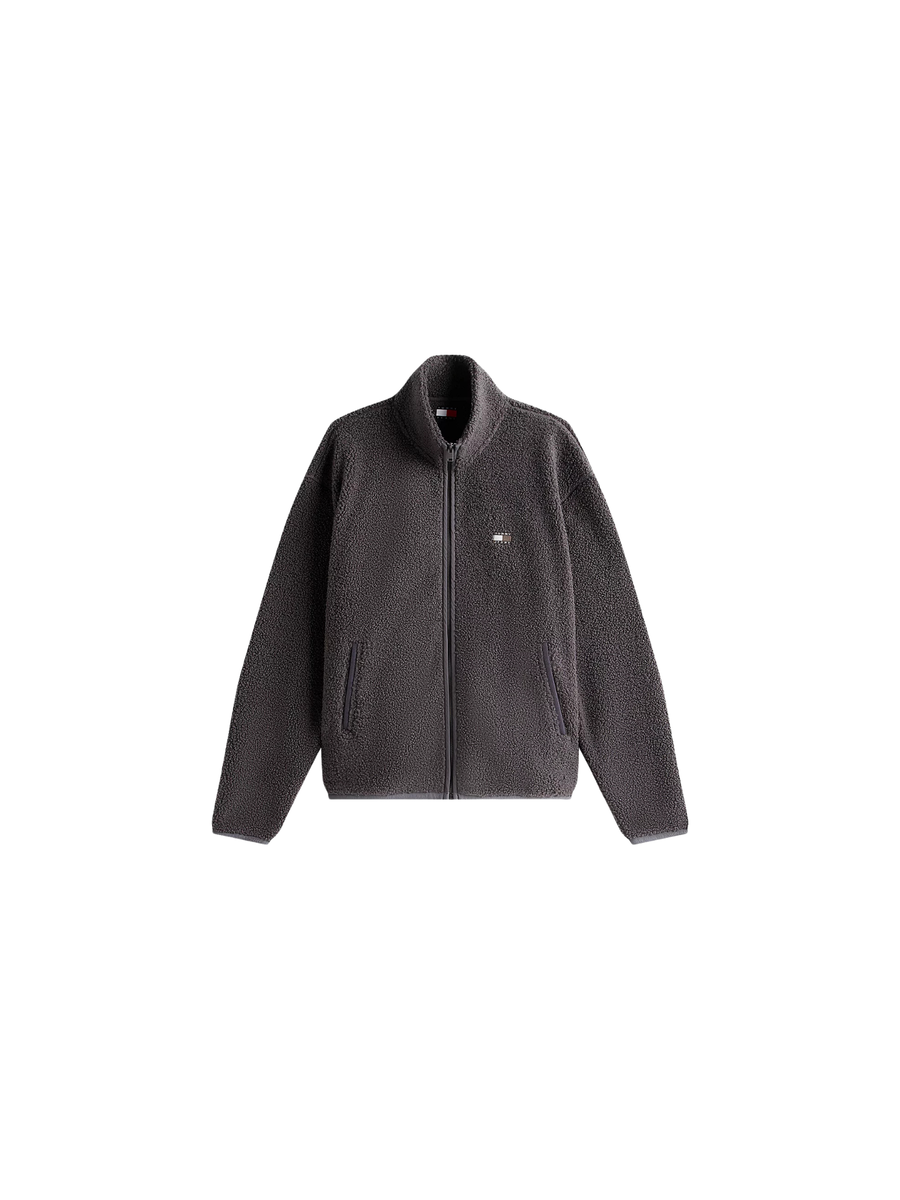 Felpa relaxed fit in sherpa Tommy Hilfiger nero con zip e logo DM0DM22078 PT2 Tommy Hilfiger 