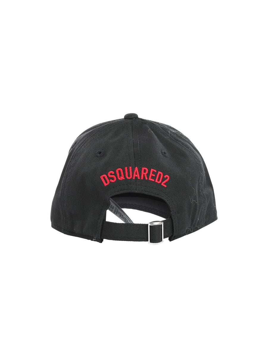 Cappello nero con visiera e logo DQ2115 DQ900 Dsquared 