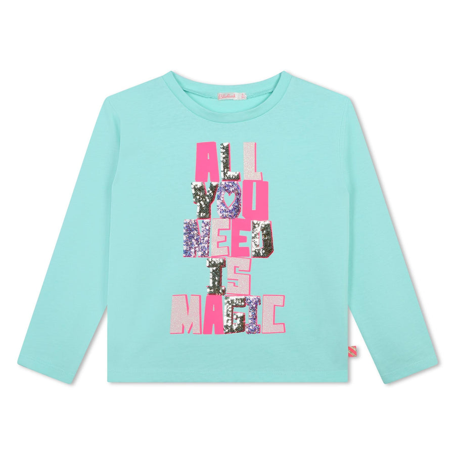 T-shirt con stampa lettering multicolor glitter U20483 72B Billie Blush 