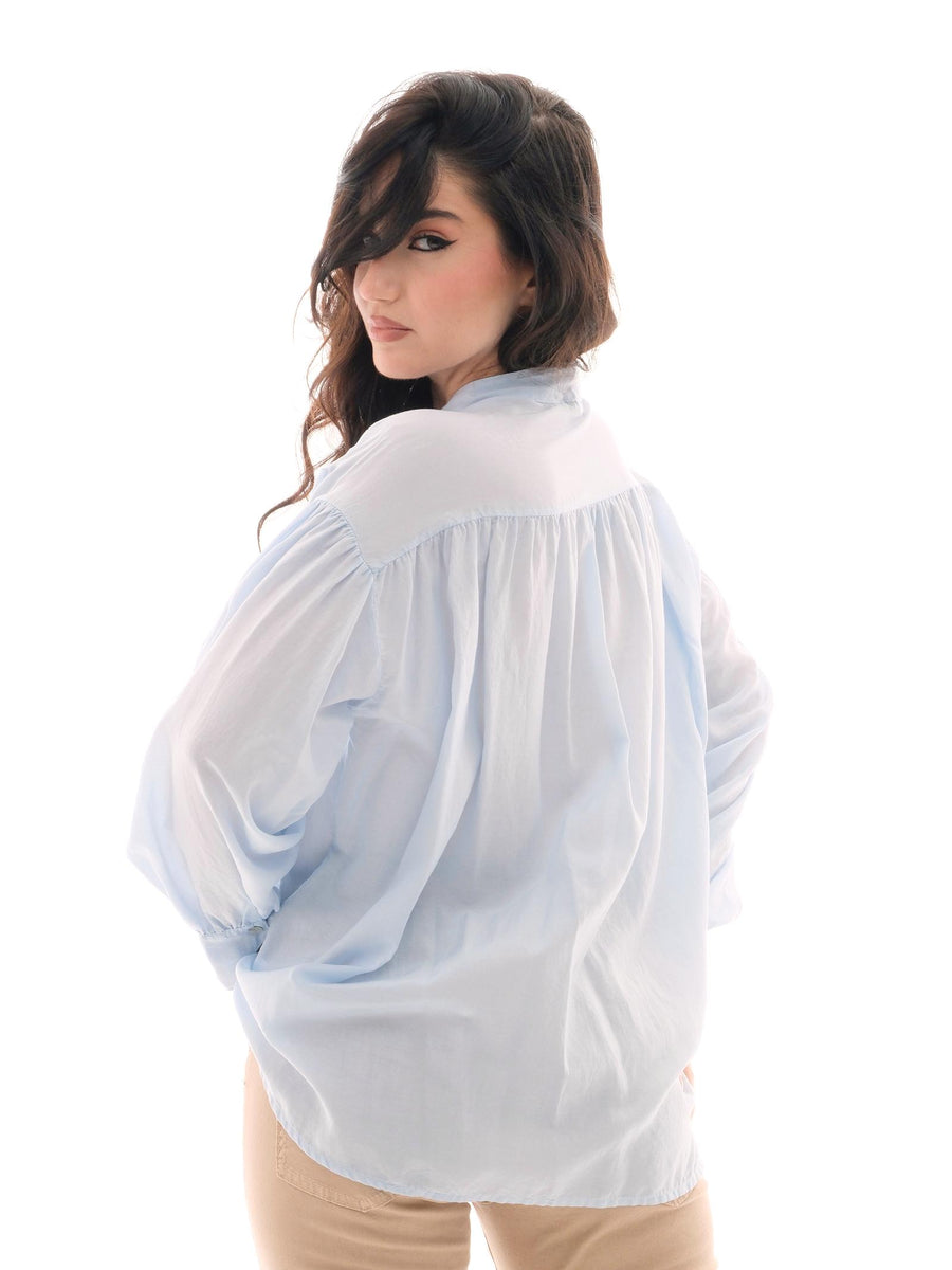 Camicia Armoire azzurra con nodo frontale F8389C AIR Armoire 